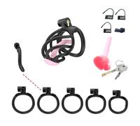 Dispositivo de pseudocastidad masculina, jaula de castidad en espiral SM para adultos (Negro, D6)