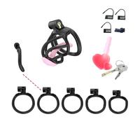 Dispositivo de pseudocastidad masculina, jaula de castidad en espiral SM para adultos (Negro, E6)