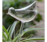 Dispositivo de riego automático para plantas de pájaros de vidrio de mano para plantas de interior en maceta, para colgar en patio y jardín, 23 cm de alto, transparente