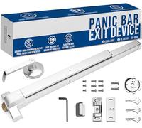 Dispositivo de salida de barra de pánico plateado - Barra de empuje FS-950 para puertas de salida y palanca de salida con llave - Listado UL - Grado 1 y certificado ADA con instrucciones detalladas de