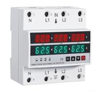 Dispositivo de seguridad eléctrica para el hogar, pérdida de fase de 100 A | Ajustes ajustables, 3 fases de 4 cables, control de sobre/bajo voltaje, capacidad de 100 A, límites de seguridad