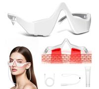 Dispositivo de terapia de luz debajo de los ojos, dispositivo de belleza con masaje ocular para aliviar bolsas de ojos, fatiga ocular, ojeras, con gel y correa para gafas (blanco y 2 modos)