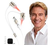 Dispositivo de terapia de luz roja 2 en 1 para orejas de nariz, auriculares recargables, longitud de onda de 650 nm con USB y tipo C, incluye puntas de silicona suave y caja de almacenamiento cómoda y