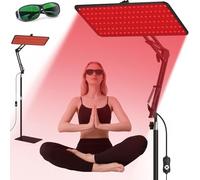 Dispositivo de terapia de luz roja: panel infrarrojo de 120 LED con longitudes de onda de 660 nm, 850 nm, 940 nm, soporte ajustable y gafas protectoras, ideal para el bienestar del hogar