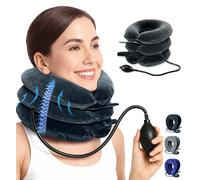 Dispositivo de tracción cervical inflable para el cuello - Portable columna cervical estiramiento con bomba de aire, soporte ergonómico para el cuello para relajación y corrección de postura para el