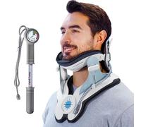Dispositivo de tracción cervical para el cuello, bomba de aire ajustable inflable, 8 bolsas de aire integradas, estirador de cuello para alivio del dolor cervical y relajación