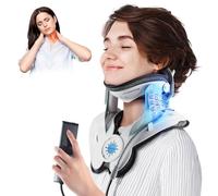 Dispositivo de tracción cervical para el cuello: estirador de cuello para aliviar el dolor cervical, bomba de aire eléctrica con 3 tracciones de potencia, 8 bolsas de aire integradas, camilla mejorada