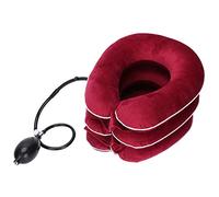 Dispositivo de tracción cervical, tracción de cuello hinchable, alivio de la tracción cervical, alivio del dolor, masaje cervical, tracción cervical, apoyo contra la cabeza (rojo)