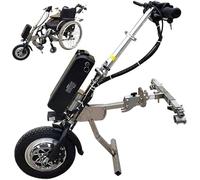 Dispositivo de tracción para silla de ruedas de 500 W, accesorio de silla de ruedas de bicicleta de mano eléctrica, con luz delantera, amortiguador, tweeter, batería de 48 V 15 Ah / 17 Ah, 3