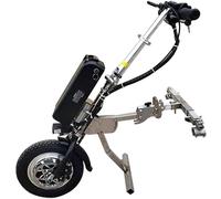 Dispositivo de tracción para silla de ruedas de 500 W, kit de conversión de silla de ruedas eléctrica para terapia de rehabilitación con luz delantera + sistema de amortiguación + trompeta,
