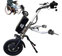 Dispositivo de tracción para silla de ruedas, kit de conversión de accesorios eléctricos para silla de ruedas con faro LED de doble cuenta, rango de 65 km, carrito eléctrico de ajuste de 3 velocidades