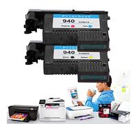 Dispositivo Electrónico, Capas Más Bonitas, Tinta de Impresora y R, Cabezal de Impresión 940 C4900A C4A para la Serie 8000 8500 () (Negro y Amarillo + Rojo y