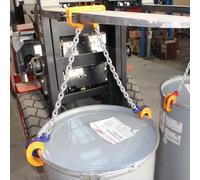 Dispositivo Elevador de bidones de Metal y plástico, Capacidad de Carga de 1000 kg, Gancho Doble con Cadena para Carga de bidones Mediante Carretilla elevadora, Apto para semirremolques/trac