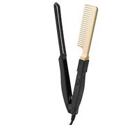 Dispositivo para Alisar el Cabello, Cepillo Moldeador de Aire Caliente Negro Y Dorado para Alisar el Cabello, Voluminizador, Rizador de Flecos, Peine para Peinar Secador de Cabello con Frizz Suave(EU)