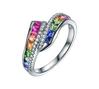 Dispositivos Anillos arco en color anillo de piedras preciosas dedo joyería aniversario propuesta regalo nupcial anillo de compromiso regalos redondos joyería, talla única, Metal, Ninguna piedra