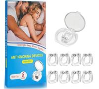 Dispositivos antirronquidos (paquete de 8), tapón de ronquidos con imán ajustable, solución magnética de silicona para detener los ronquidos, clip de nariz cómodo y profesional para hombres y mujeres