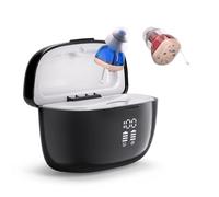 Dispositivos de sonido recargable con caja de carga- Encendido/apagado automático, volumen ajustable, diseño discreto, energía durante todo el día