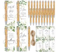 Dispowreath 100 bolígrafos cristianos bíblicos, incluye 50 tarjetas de oración con 50 bolígrafos de versículos de la Biblia con juego de tarjetas de cáñamo y kit de bolígrafo cristiano de bambú para