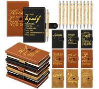 Dispowreath 30 Sets Thank You Leather Journal Bulk Employee Appreciation Gift Notebook with Retractable Bamboo Pen Notepad for Social Worker Coworker Office Staff Secretary Assistant Nurse (Multicolor