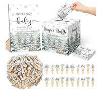 Dispowreath Baby It's Cold Baby Shower - Suministros de juego para rifa de pañales con caja de tarjetas de rifa de pañales, letrero Don't Say Sign Winter Wonderland, decoración de juego para