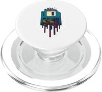 Disquete Ciudad Futurista Circuito Tech Goteo Retro Digital PopSockets PopGrip para MagSafe