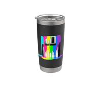 Disquete retro de pintura goteando Vaso térmico de acero inoxidable de doble pared