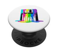 Disquete Retro - Pintura Colorida Fluida PopSockets PopGrip Adhesivo