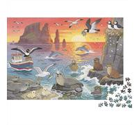 Disrupción de la Colonia de focas de la Isla de Skye Puzzle De Madera Impermeable Puzzles De 1000 Piezas para Adultos Divertido Rompecabezas para Decoración del Hogar