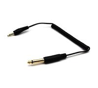 Disscool Adaptador de resorte enrollado chapado en oro de 1/4 "a 3.5, 3.5mm 1/8" macho mono TS a DC 6.35mm 1/4" macho mono TS estéreo TRS cable de audio compatible para portátil (0.8M/2.6FT)