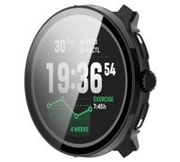 Disscool Funda de cobertura completa con protector de pantalla compatible con Suunto Race 2 PC y funda protectora de cristal real, accesorios de reloj inteligente (negro)