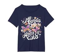 Disseny Fun. Me tenéis hasta el coño, Día de la Madre Camiseta, Mujer Tallas Grandes, Azul Marino, 6XL Grande