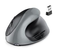 Dissot - Ratón óptico ergonómico vertical recargable doble modo USB 2.4G inalámbrico + Bluetooth para ordenador portátil, color gris