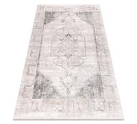 DISTIN 0107B gris / gris claro / blanca alfombra moderna - Adorno marco vintage flecos 180x270 cm