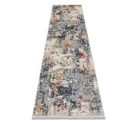 DISTIN 0123A rosa / polvo / blanca alfombra Alfombra de pasillo moderna - Abstracción vintage flecos 80x300 cm