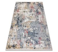 DISTIN 0123A rosa / polvo / blanca alfombra moderna - Abstracción vintage flecos 140x190 cm