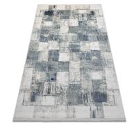 DISTIN 0143A azul marino / azul / blanca alfombra moderna - Geométrico vintage flecos 120x170 cm