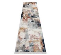 DISTIN 0144B blanco / rosa / polvo alfombra Alfombra de pasillo moderna - Abstracción vintage flecos 80x200 cm