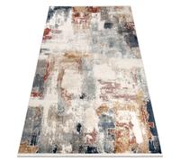 DISTIN 0144B blanco / rosa / polvo alfombra moderna - Abstracción vintage flecos 160x230 cm