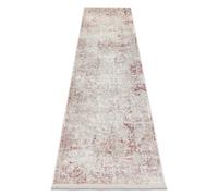 DISTIN 0828A rosa / polvo / blanca alfombra Alfombra de pasillo moderna - Abstracción vintage flecos 80x200 cm