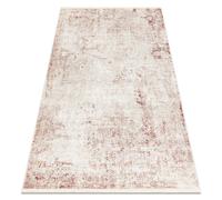DISTIN 0828A rosa / polvo / blanca alfombra moderna - Abstracción vintage flecos 180x270 cm