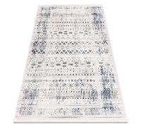 DISTIN 0833A azul marino / azul / blanca alfombra moderna - Boho vintage flecos 120x170 cm