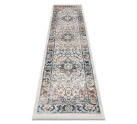 DISTIN 0834A azul marino / azul / amarillo / terracota alfombra Alfombra de pasillo moderna - Adorno vintage flecos 80x250 cm