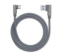 Distinct Cable de Carga Micro USB de 3m Cable de Datos Trenzado de Codo de 90 Grados para Samsung Galaxy S7 S6, LG, Nexus, Nokia, PS4 y más (Gris)