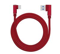Distinct Cable de Carga Tipo C de 3m Cable de Datos Trenzado de Codo de 90 Grados para Samsung S9, Huawei P10 P9, Google Pixel, OnePlus 2/3 y más (Rojo)
