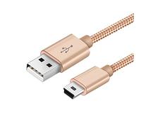 Distinct Cable Mini USB 2M USB 2.0 a Mini B Cable Cargador y Transferencia de Datos Compatible con Dash CAM, Controlador PS3, Reproductor MP3, PDA, Cámara, Escáner y Más Dispositivos Mini USB (Oro)