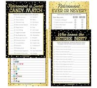 DISTINCTIVS Juegos de fiesta de jubilación - Emoji, Candy Match, Ever or Never & Who Knows The Retiree Best 4 Game Bundle para 20 invitados