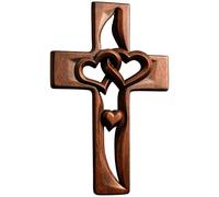 Distintiva cruz de pared de madera hecha a mano con corazón entrelazado, arte único, representación de amor interminable, excelente para bodas y día de San Valentín
