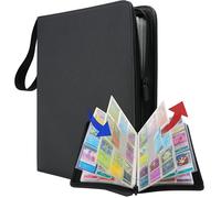 DISTOCK Album Cartas Pokemon Cremallera 9 Bolsillos - Album Pokemon Grande de Piel Impermeable para 900 Cartas, 50 Hojas