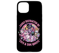 Distraídas por los Gatos y Las misiones secundarias, Lindas heroínas, Gatos, Gamer Girls Carcasa para iPhone 15 Plus