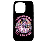 Distraídas por los Gatos y Las misiones secundarias, Lindas heroínas, Gatos, Gamer Girls Carcasa para iPhone 15 Pro